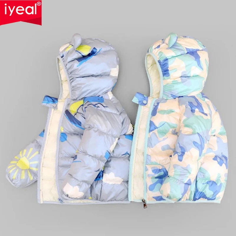 

IYEAL Boys Coats Winter Kids Down Cotton Jacket Childrens' Outerwear Cute Hooded Ears Parka for Girls Camouflage Baby Clothing