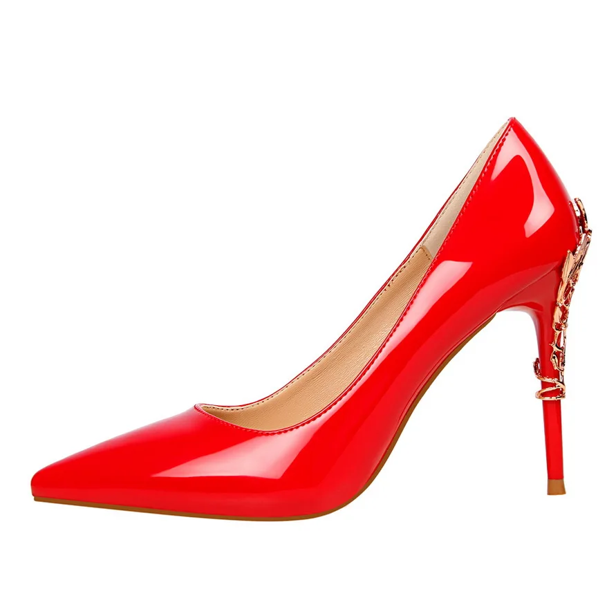 Женские свадебные туфли с острым носком на высоком каблуке золотого и