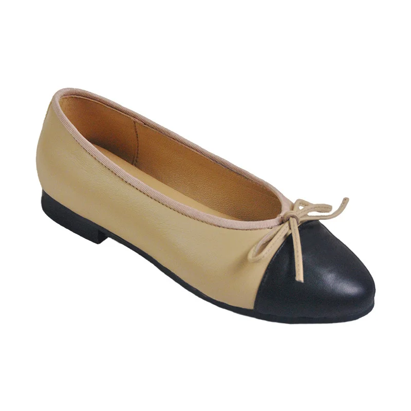 

Pointed single shoes women's spring new shallow mouth four seasons shoes fashion bow flat bottom small fragrance leather women's
