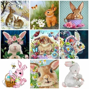 Huacan алмазная мозаика полная выкладка кролик картины на стену алмазная вышивка животные декор для дома