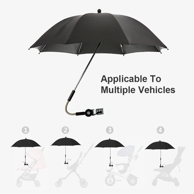 

Adjustable Baby Stroller Umbrella UV Protection Rainproof Sun Baby Infant Stroller Cover Wheelchair Parasol Shelf Bike Connector