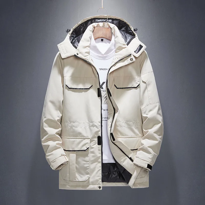 Зимняя куртка для мужчин парки пальто с толстым и теплым меховым капюшоном