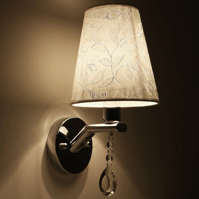 Настенный светильник E14, тканевый абажур для спальни, прикроватный светильник для балкона, 110 В/220 В от AliExpress WW