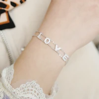 100 925 sterling silver gold filled aaa cz elegant jewelry hot love letter design bangle bracelet for women girlfriend gift