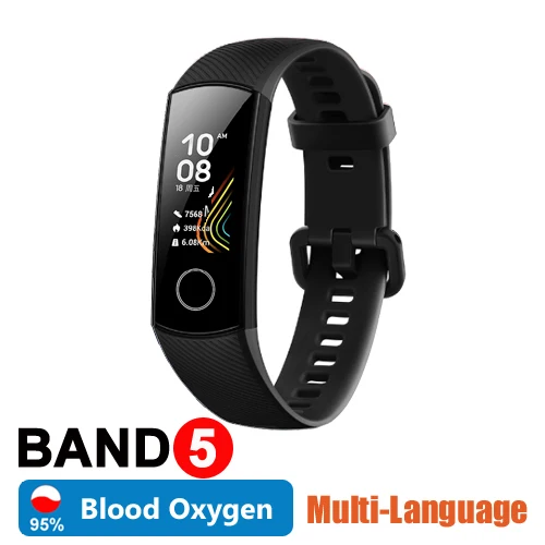 Band 5 Black Huawei Honor Band 4 Band 5 Смарт-часы 50 м Водонепроницаемый фитнес-трекер AMOLED сенсорный экран для сердечного ритма монитор сообщение шоу - Цвет: Band 5 Black