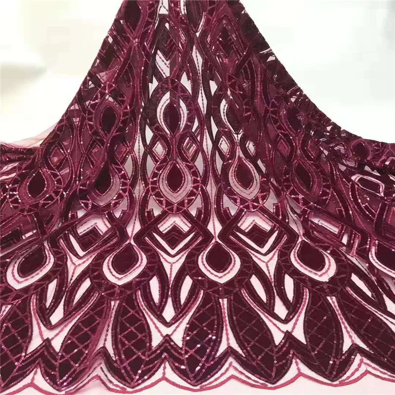 

2019 High Quality African Lace Fabric French Net Embroidery Laces Sequins Tulle Laces Fabric For Nigerian Party Dresses cd66-227