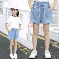 new summer fashion girls soft denim pocket short jeans pants baby casual trousers kids shorts childrens clothing for 2 12