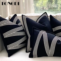 tongdi modern thick plush sofa pillow with inner 45x45cm geometric elegant soft throw decor for home living cover bed room