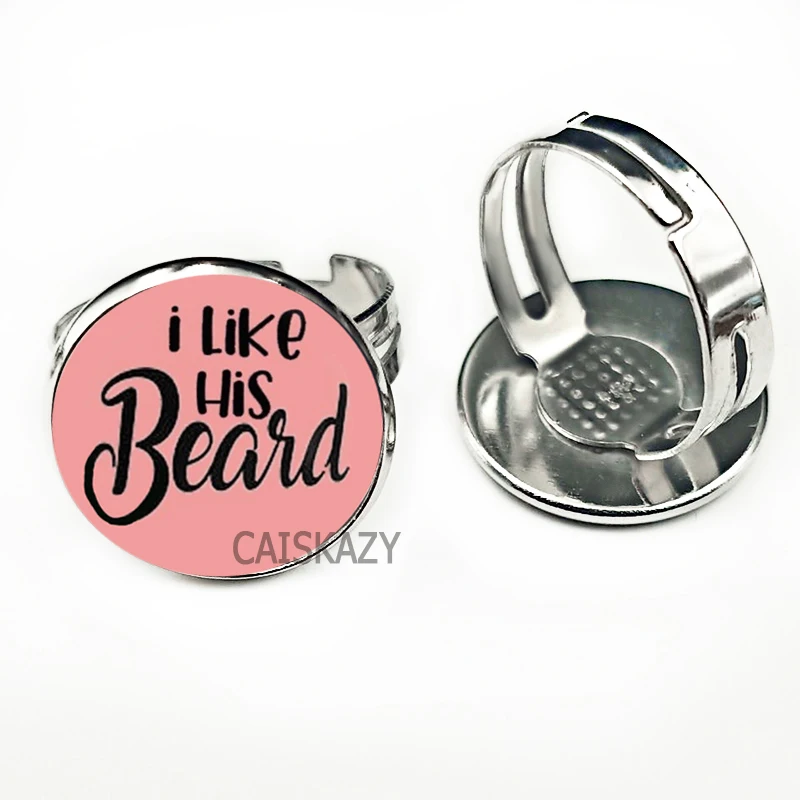 Кольцо с кабошоном из стекла и ягодиц I Like Her Beard креативное кольцо для влюбленных |