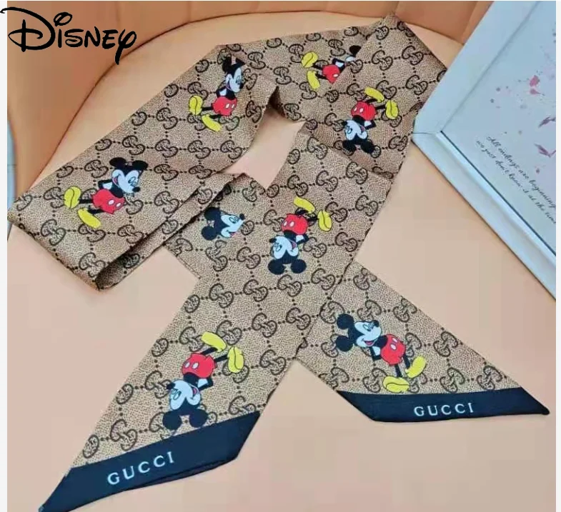 

Disney Cartoon kawaii Mickey Mouse Double-layer Silk Streamer Multifunctional Printing Bandage Wild Headband Bag Accessories