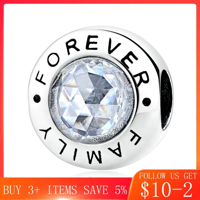 

CodeMonkey Classic 925 Sterling Silver Family Forever Clear CZ Bead Fit Original 3mm Charm Bracelets Fashion Jewelry CMS378