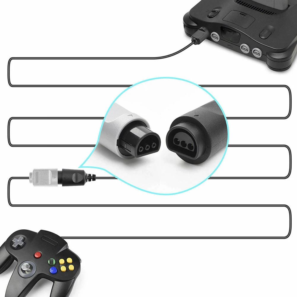 2pcs Game Console Data Controller Joystick Portable Adapter Lengthened Charging Plug And Play Line Extension Cable For N64 | Электроника