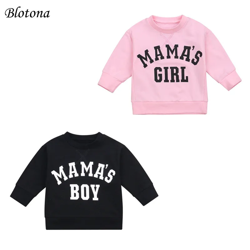 

Blotona Baby Girls Boys Loose Sweatershirt, Long Sleeve Round Neck Letter Print Pullover Tops for Autumn Early Winter, 0-4Years