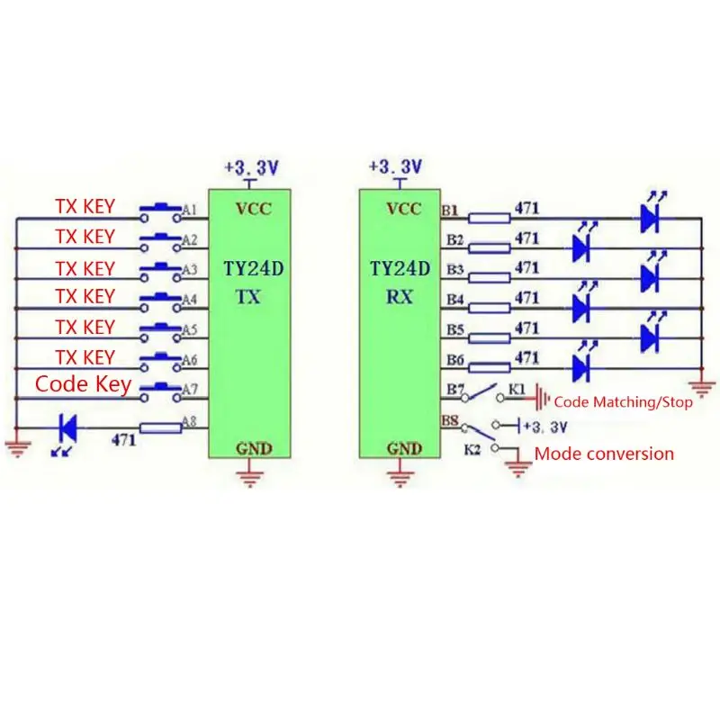 Новинка 1 комплект детский TX/RX 2.4G Беспроводной модуль приемник передатчик 6