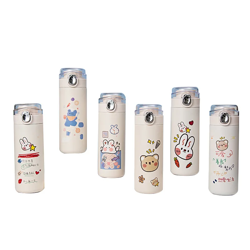 

Vacuum Cup Cute Flask Cartoon Animal Graffiti Portable Double-layer Vacuum Travel Winter Mug Student Couple Office Water Cup