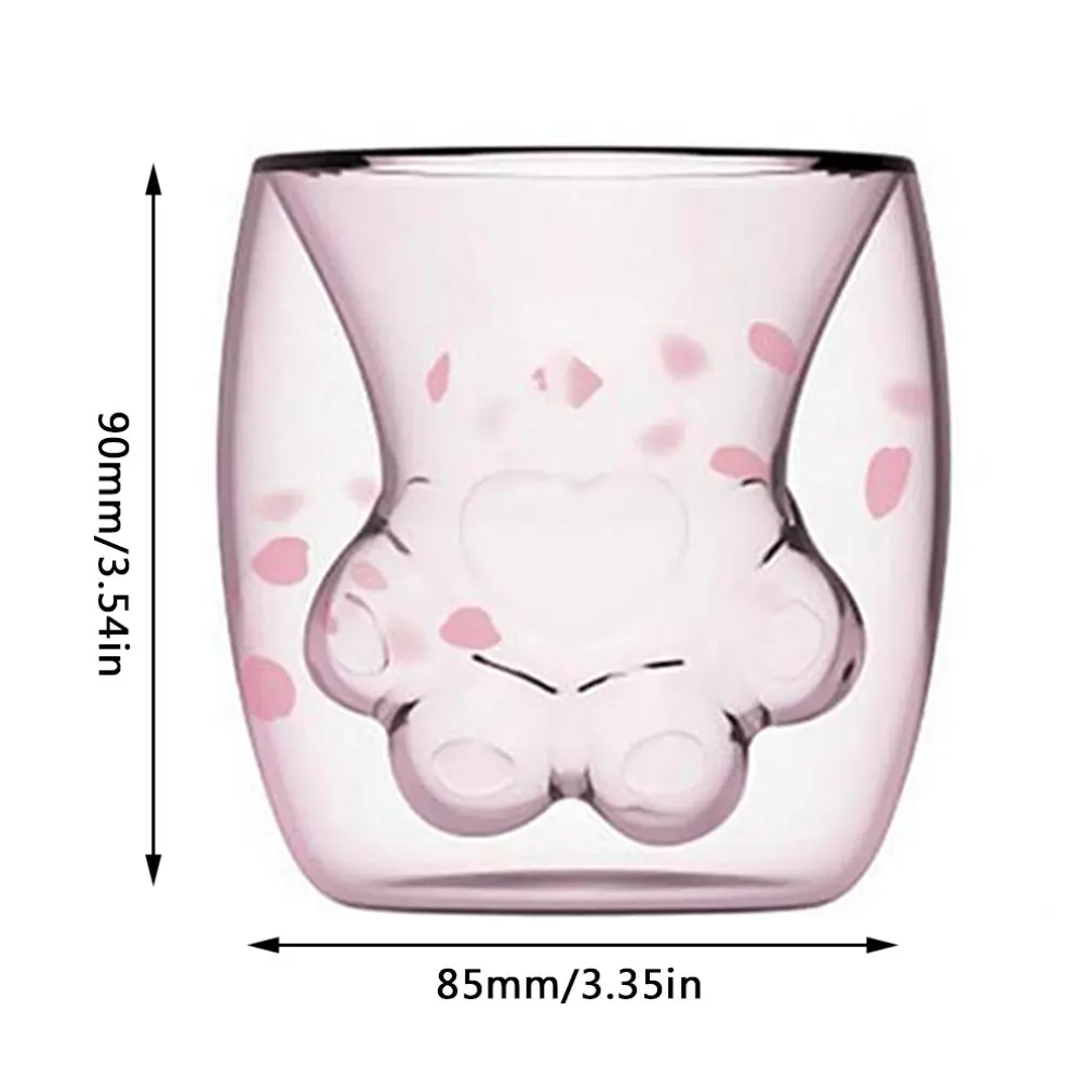 

Creative double glass tazza cartone animato succo di latte carino ufficio trasparente doppia tazza di artiglio di vetro
