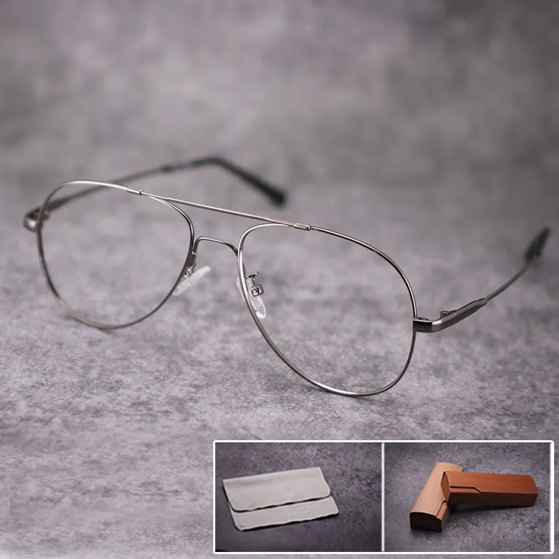 Vazrobe Memory Aviation Eyeglasses Frame Men Women Vintage Glasses for Man Spectacles Prescription Myopia Diopter Eyeglass 9g - Цвет оправы: Черный