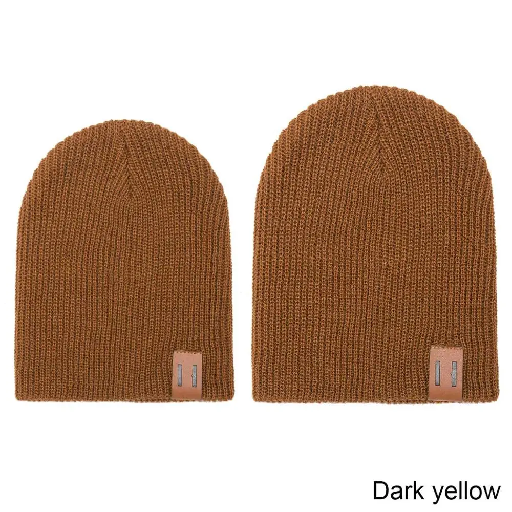 Caramel colour REAKIDS/зимняя детская шапка для родителей и детей, теплая шапка для папы и мамы, вязаная крючком эластичная вязаная шапка, мягкая теплая шапка для малышей - Цвет: Caramel colour