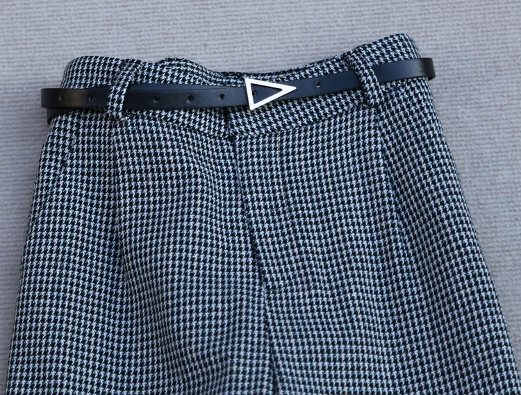 

New Autumn and Winter Korean Style High Waist Slimming Plaid Woolen Wide-leg Pants Wide-leg Pants Versatile Trousers Female