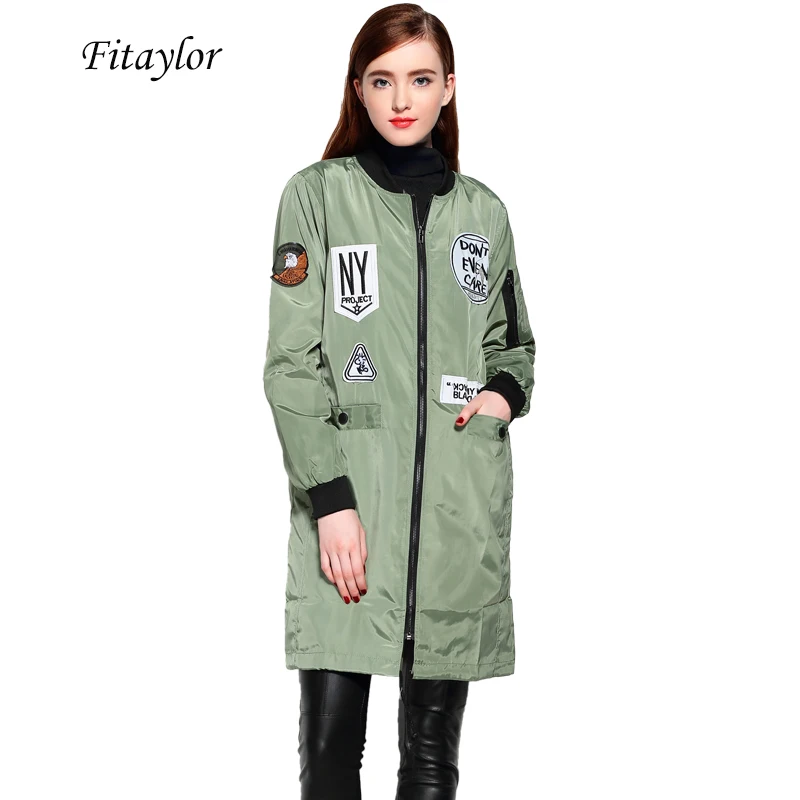 Fitaylor новый осенний Женский Тренч с Emboridery тонкая ветровка мультяшным принтом
