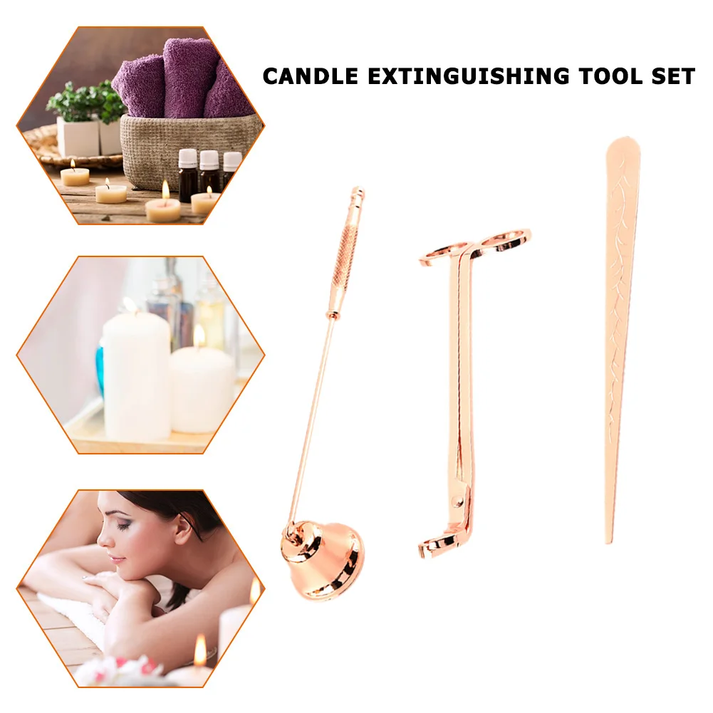 3pcs/set Candle Snuffer Trimmer Hook Stainless Steel Luxury Scissors Wicks Holder Dipper Clipper Cover Tool | Дом и сад