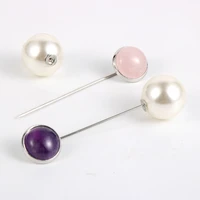 fashion boho natural stone imitation pearl brooch pin for women girls clothes sweater cardigan clip brooches jewelry