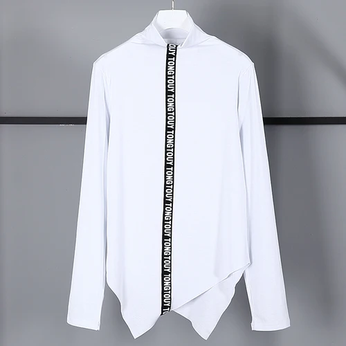 white WQR1862 XITAO Асимметричная футболка с буквенным принтом для женщин, корейская мода, элегантная,, осенняя водолазка, тонкая, Повседневная футболка, топ WQR1862 - Цвет: white WQR1862