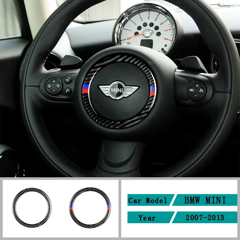 

Carbon Fiber Car Accessories Interior Steering Wheel Decoration Decals Cover Trim Stickers For MINI R55 R56 R60 R61 2007-2013