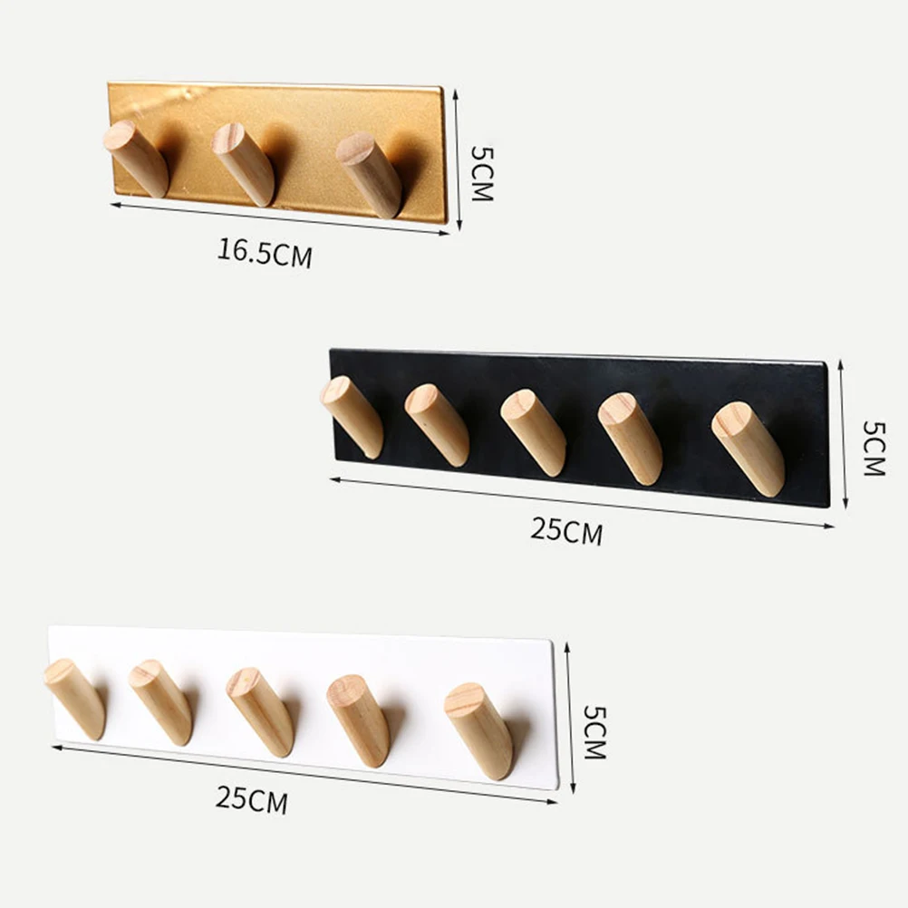 

3 5 Hooks Iron Rack Board Key Storage Board Wall Mounted Hanging Hooks Coat Hooks Bedroom Wooden Wall Hanger Home Cloth Hanger