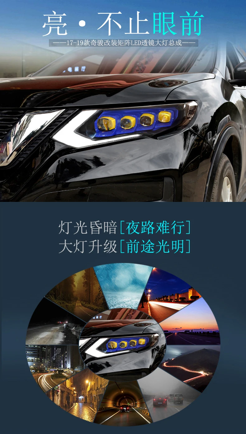 Автомобильный Стайлинг для Nissan X-Trail фары- Nissan X-Trail светодиодный светодиодные дневные ходовые огни на передних фарах СВЕТОДИОДНЫЙ матричный объектив поворотный свет