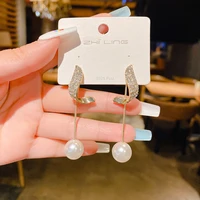 2021 new fashion korean trendy elegant oversized white pearl drop earrings for women zircon wedding earrings jewelry gift