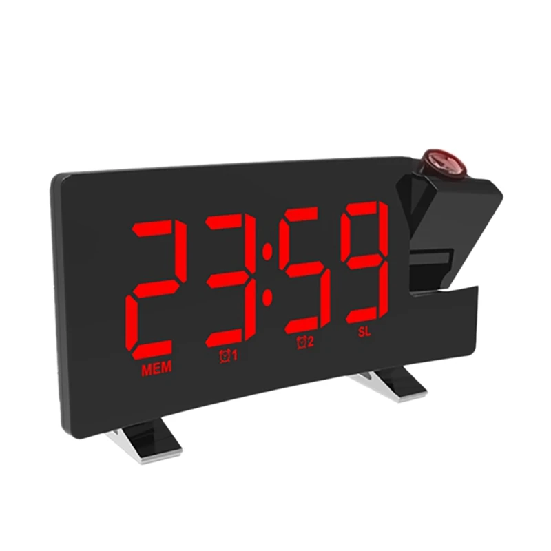 

LED Digital Alarm Clock Electronic Desktop Clocks USB Wake Up FM Radio Time Projector for Bedroom Bedside Clock for Kids
