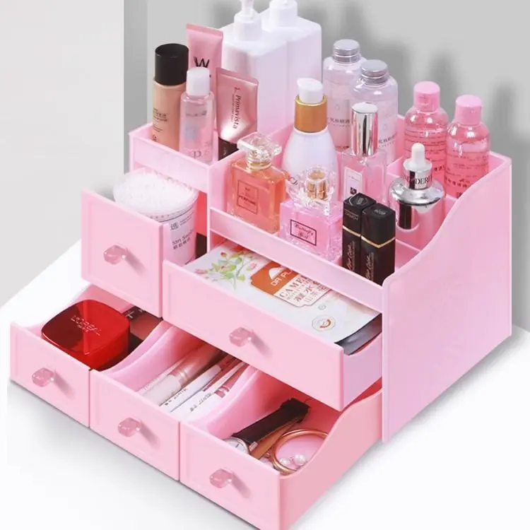 

Cosmetics Storage Box Three Layer Drawer Makeup Jewelry Organizer Desktop Lipstick Nail Oil Container Beauty Cosmetic Case