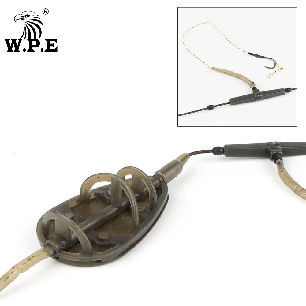 W.P.E Carp Fishing 1pcs 40g-80g Method Feeder Rig Hair Europe Carp Fishing Group Lead Core Line Method ARC Flat Fishing Tackle