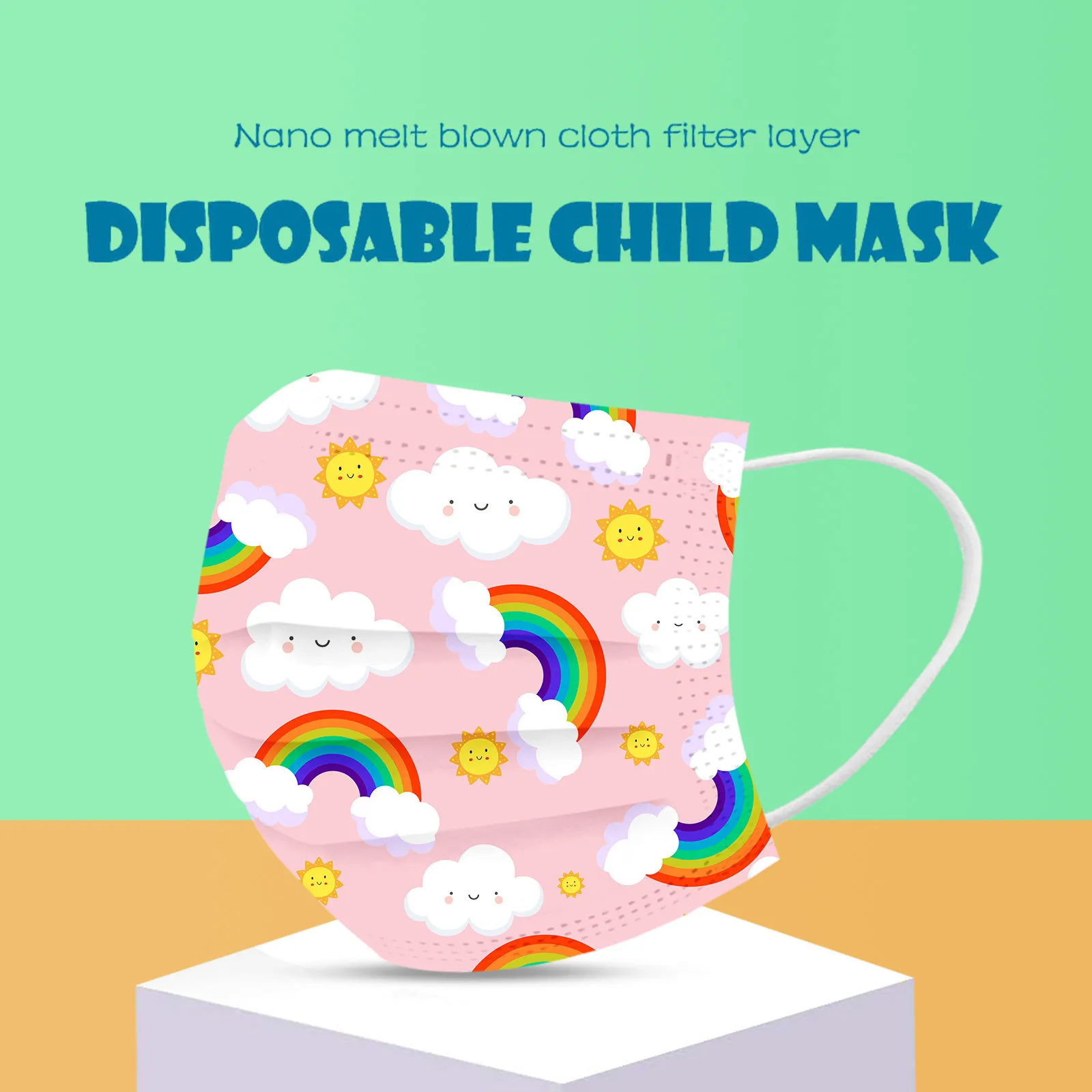 

50pcs Tie-dye Print Children's Disposable Face Masks Industrial 3ply Ear Loop Kids Disposable Face Mask Mascarilla Infantil Mask