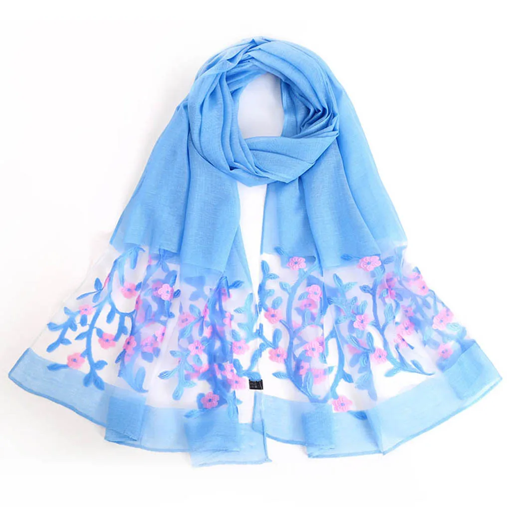 Ladies Scarves Women Flowers Printed Colorful Long Wrap Shawl Chiffon Scarf Female Hijab Autumn And Winter 19Nov05 |