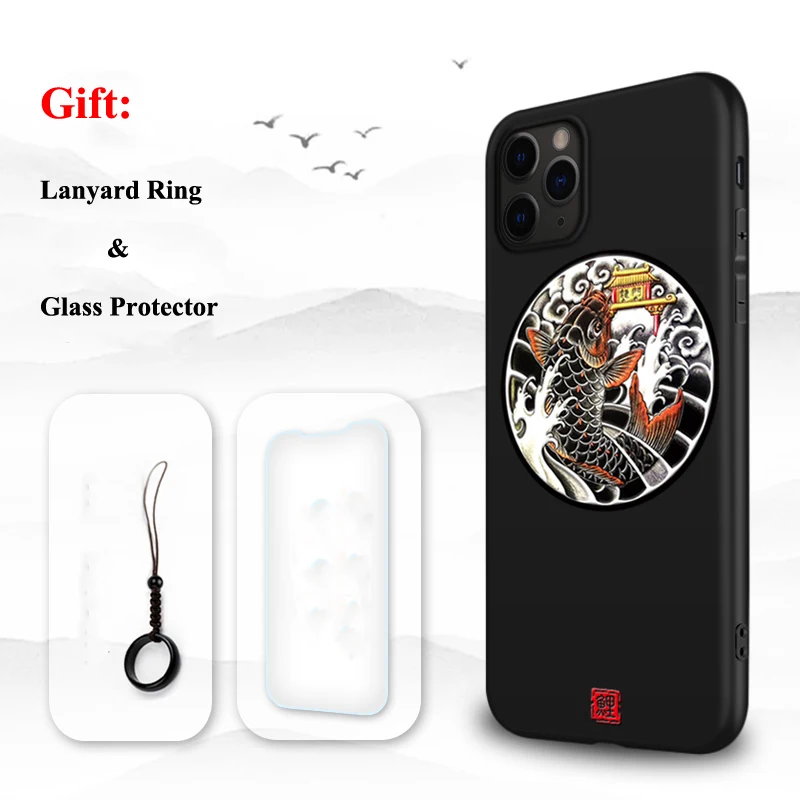 Fish Door Для iPhone 11 Pro Max XR XS 10S Max X 8 7 Plus чехол 3D рельефная Матовая Мягкая задняя крышка LICOERS Официальный чехол для iPhone 11Pro чехол - Цвет: Fish Door