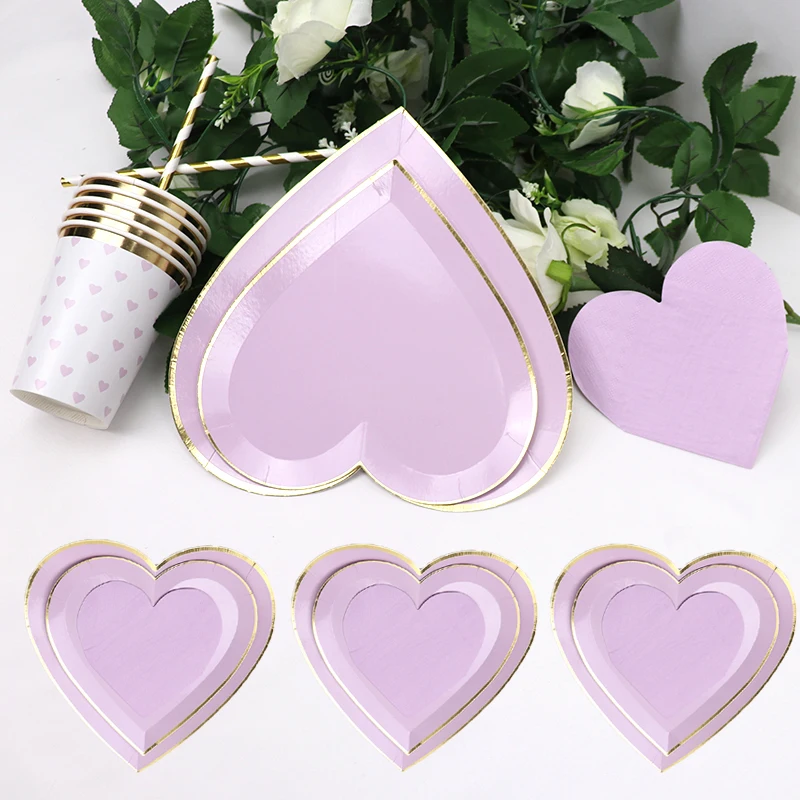 65 шт./лот фиолетовые вечерние одноразовые столовые приборы бумажная тарелка в