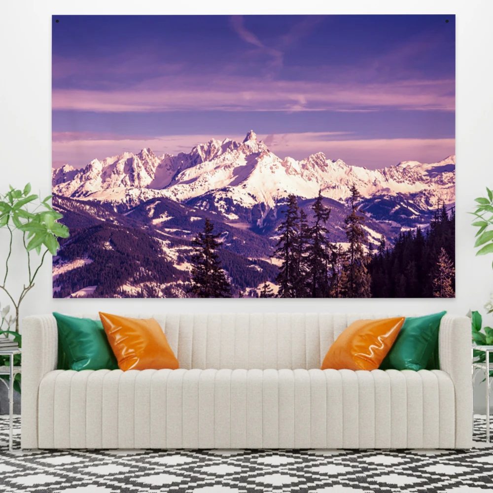 

Laeacco Nordic Style Mountaintapestry Natural Scenery Wall Hanging Boheme Home Decor Living Room Background Wall Carpet Cloth