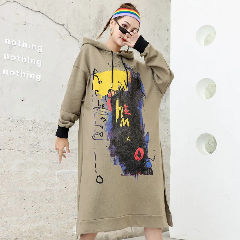 

Max LuLu 2021 European New Style Autumn Ladies Green Casual Dress Women Fitness Loose Dresses Female Vintage Clothing Big Size