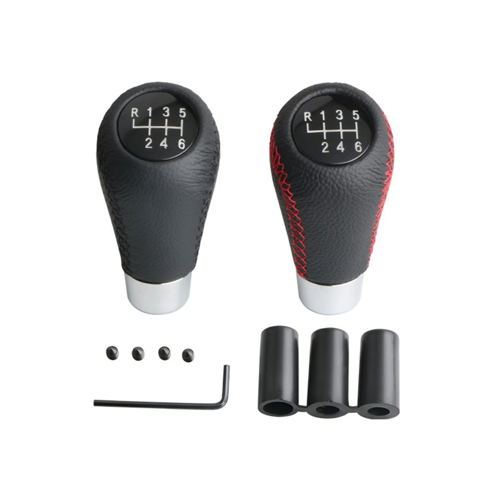 

Universal 5 6 Speed Leather Car AT MT Aluminum Manual Handle Gear Shift Knob Shifter Lever