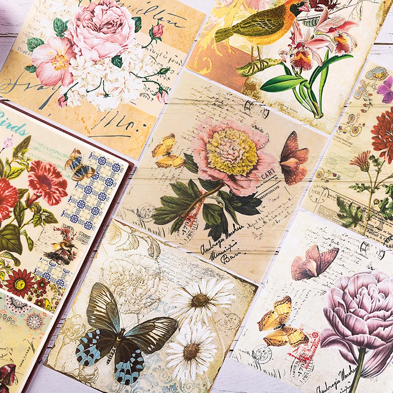 

Большие цветы Бабочка фон материал бумага нежелательный журнал фотообои в винтажном стиле