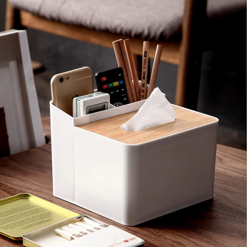 Многофункциональная коробка для салфеток из массива дерева двухцветная