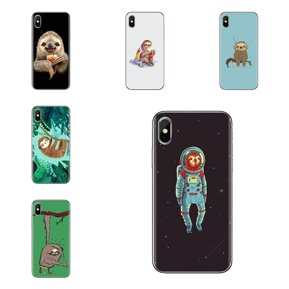 For iPod Touch Apple iPhone 4 4S 5 5S SE 5C 6 6S 7 8 X XR XS Plus MAX Cartoon Sloth Poster Transparent Soft Cases Covers |
