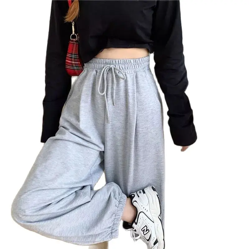 Серые спортивные брюки для женщин осень 2021 новые мешковатые модные женские