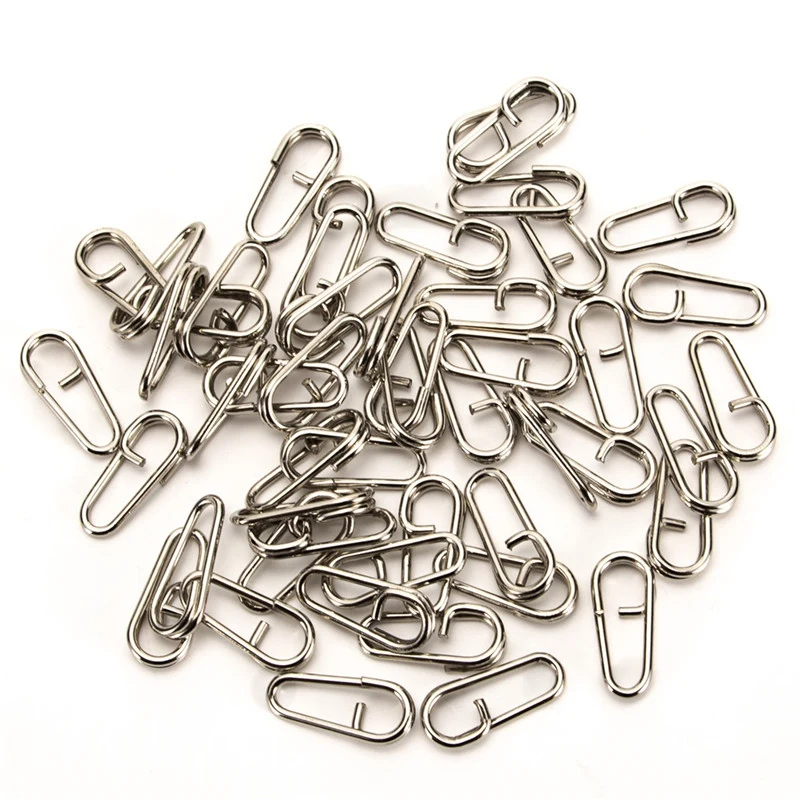50pcs/100pcs Stainless Steel Fishing Line Terminal Tackle Accessory For Safety Snaps Clip Interlock Outdoor|Рыболовные снасти| |