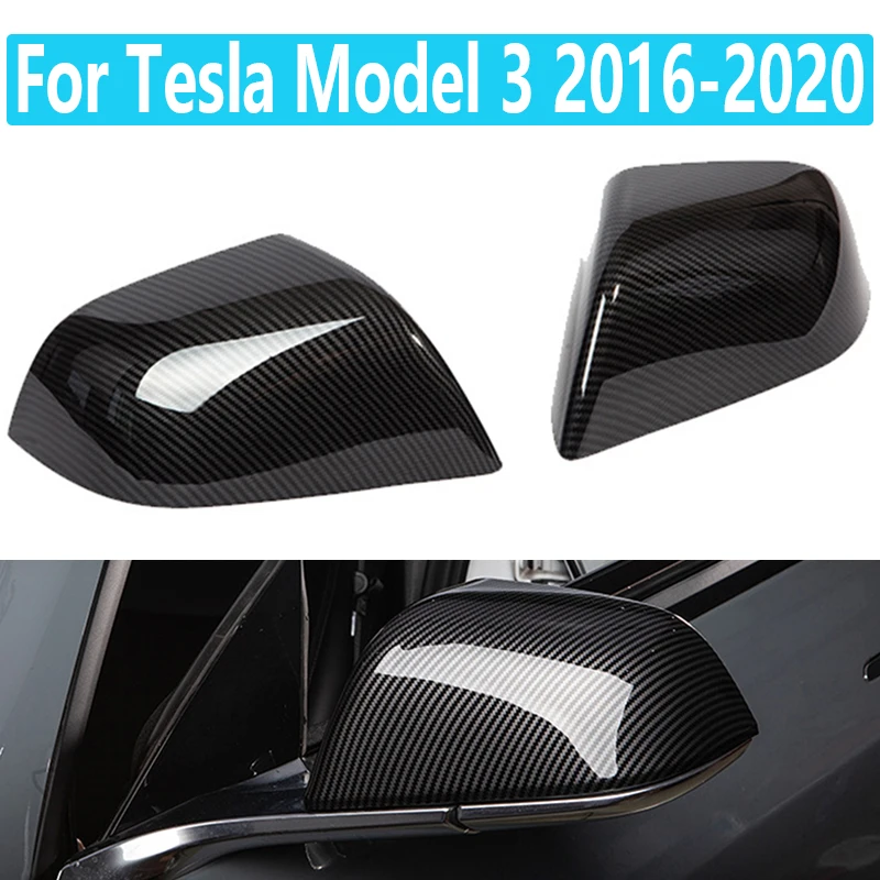 

2Pcs Rearview mirror cover For Tesla Model 3 2016-2020 Auto Side Rear View Mirror Cover Shell Cap Housing Replacement