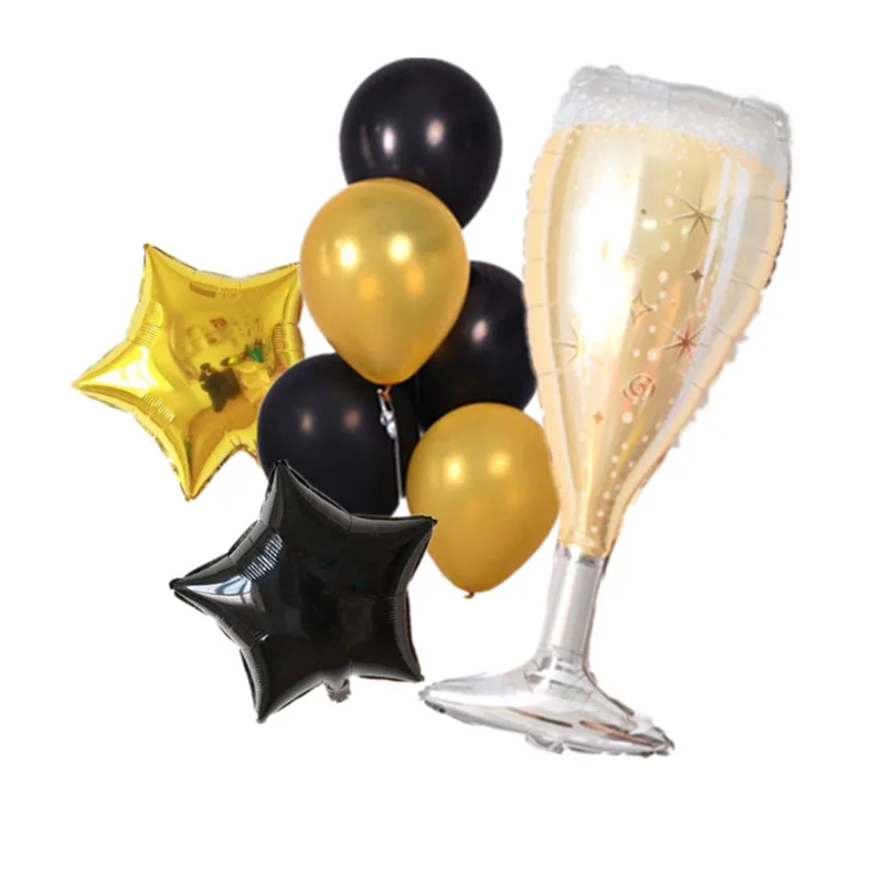 8pcs/lot Graduation Party Summer Birthday Decoration balloons cheers Beer Bottle Cup Mug foil black gold helium | Дом и сад