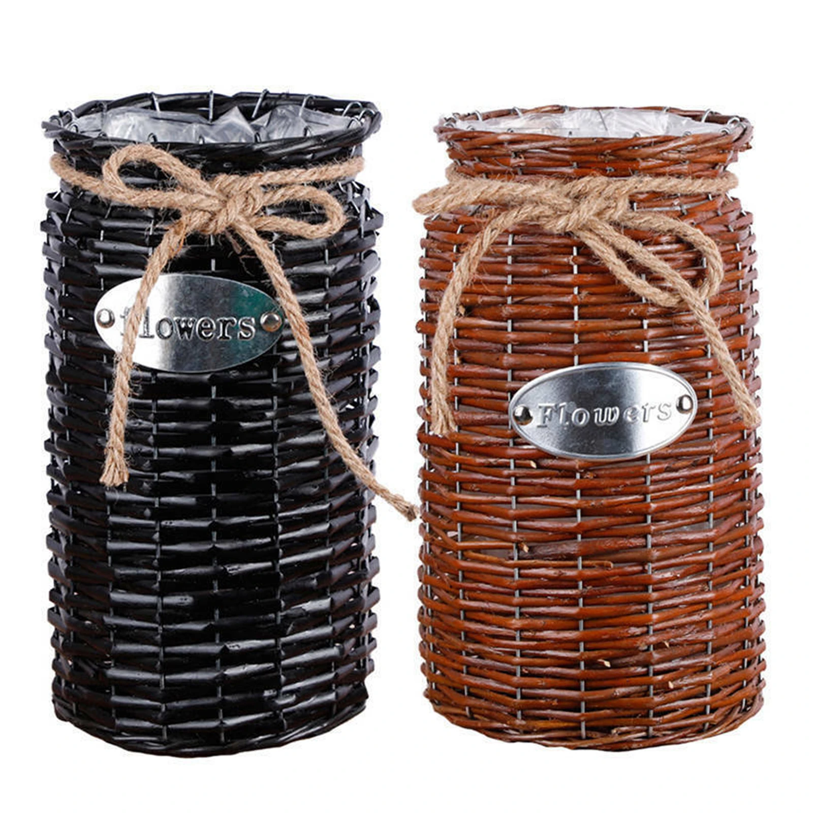 

Wicker High Floor Vase Flowerpot Hand-Made Flower Basket Weddings GadgetWoven Storage Basket Flower Plants Straw Pot Home Decor