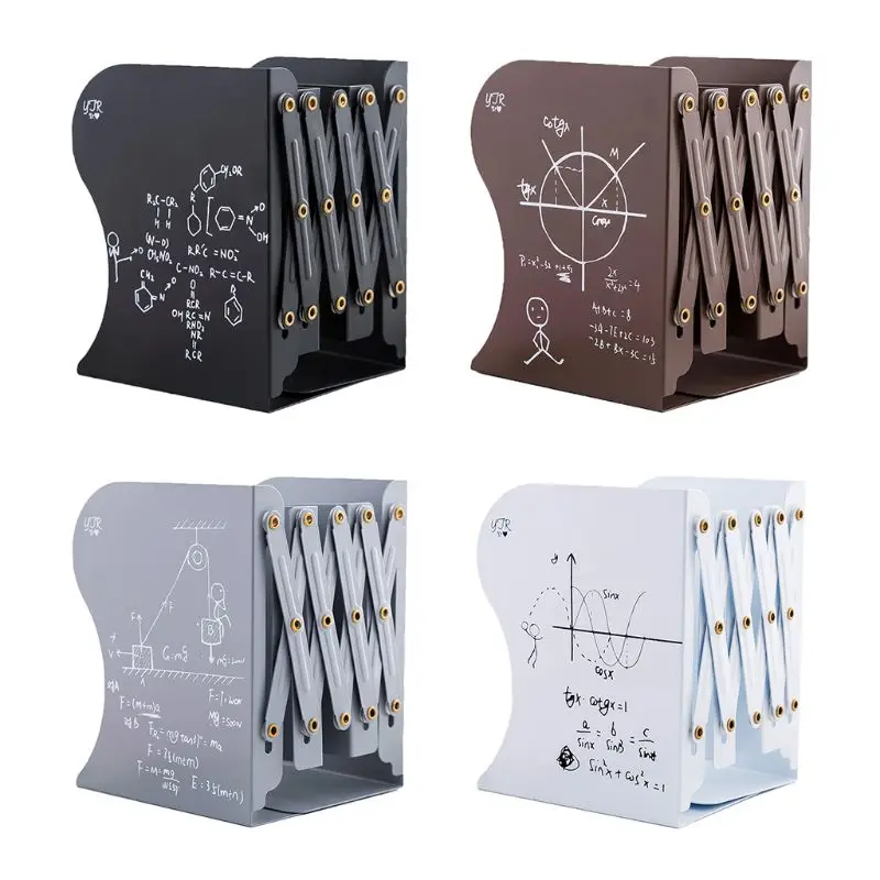 

B2EF Metal Retractable Bookends Support Stand Holder Shelf Adjustable Bookrack Organizer School Office Supplies